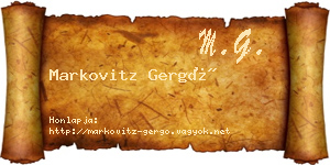 Markovitz Gergő névjegykártya